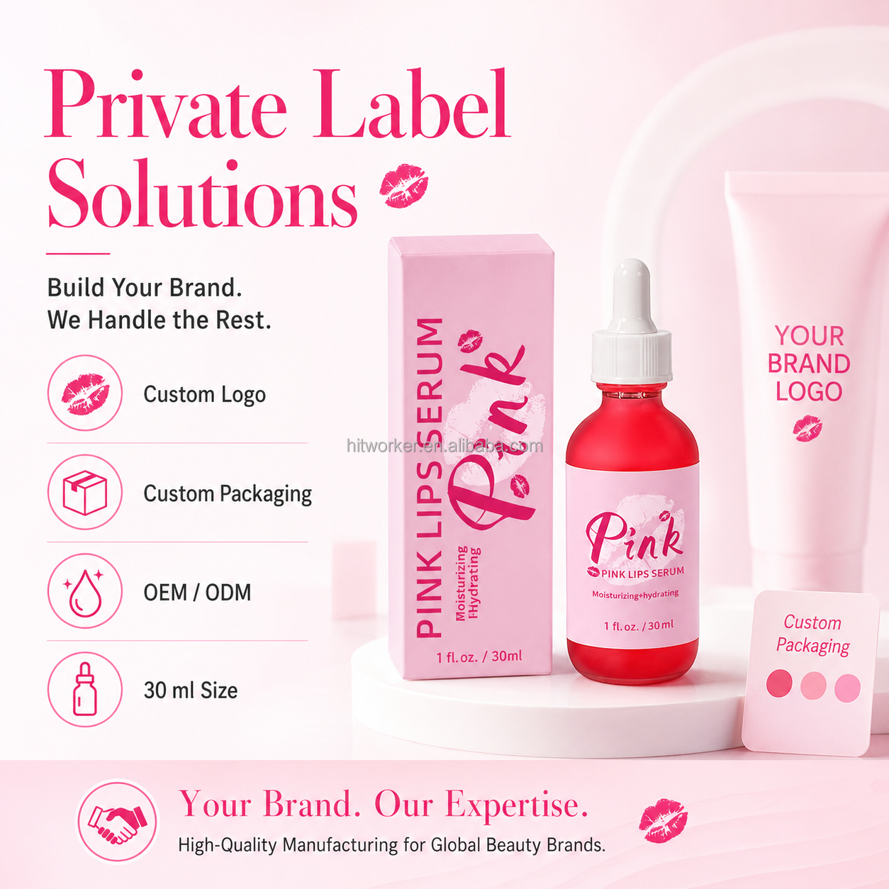 OEM ODM Pink Lips Serum 30ml Moisturizing Hydrating Lip Care Serum Private Label Cosmetic Manufacturer Wholesale Supplier Custom