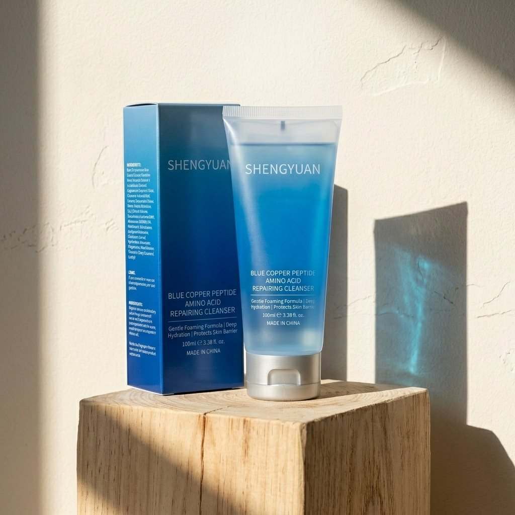 Custom Private Label Fermented Skincare Blue Copper Peptide Cleansing Foam Wholesale High-End Cosmetics Manufacturer OEM ODM