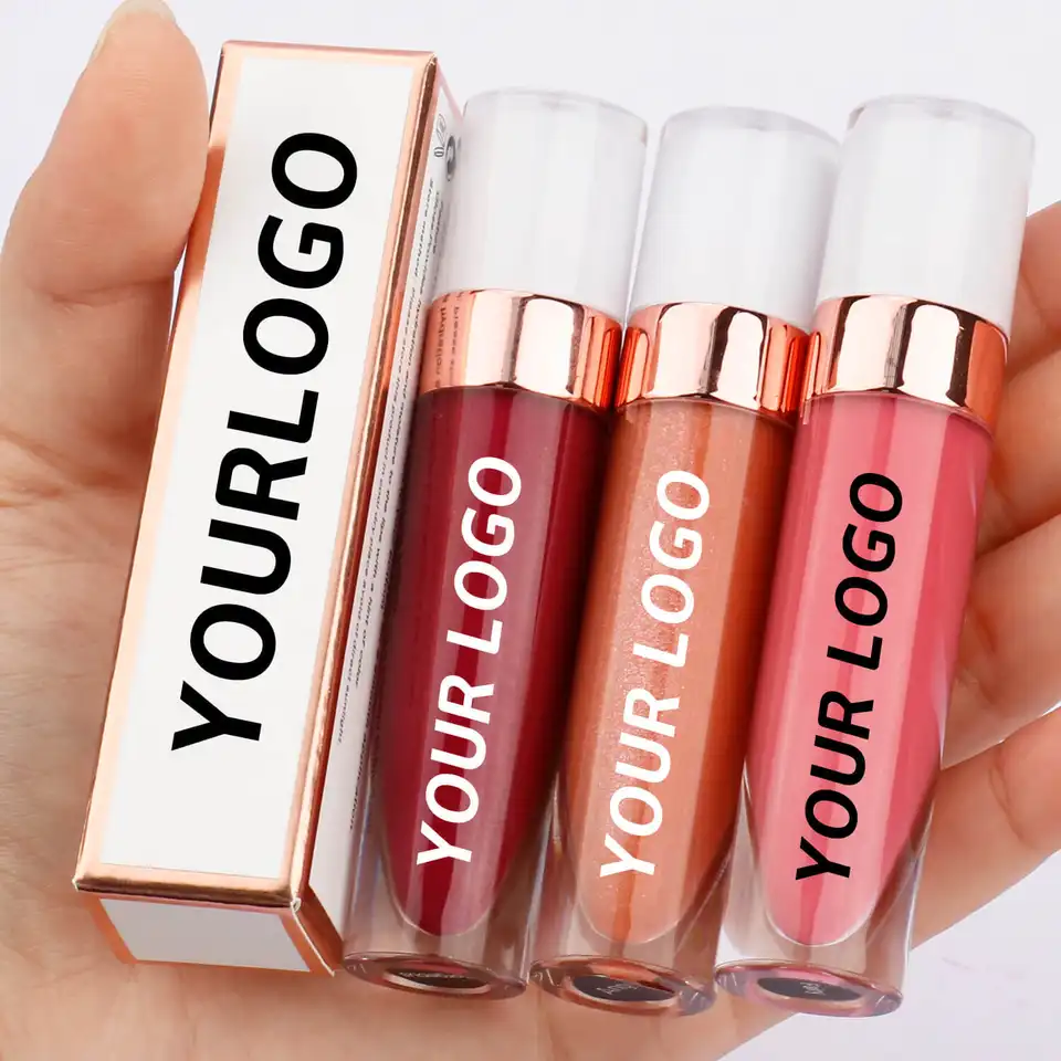 OEM ODM Best Quality Vegan Lip Gloss Create Your Own Brand Lipstick in Glossy Pink Mineral Liquid Cosmetic