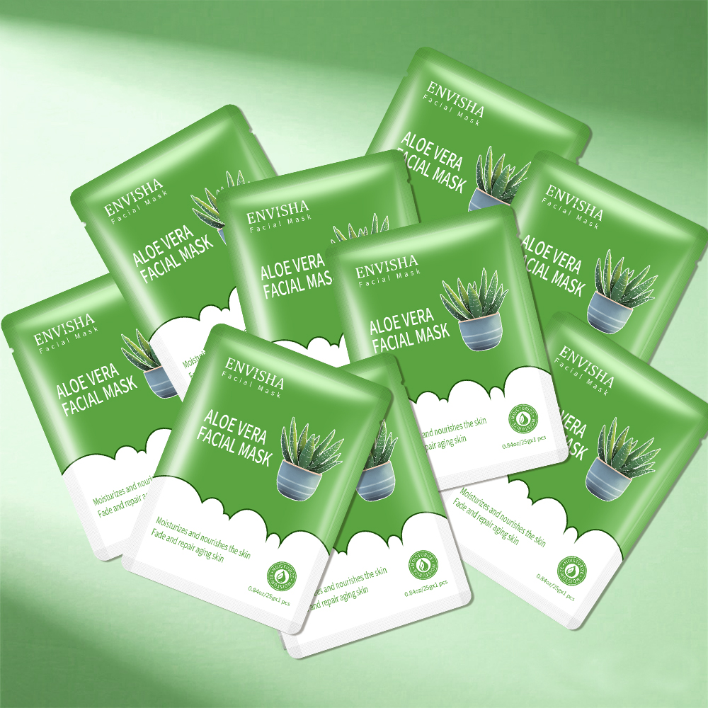 Private Label Natural Plant Beauty Skincare Masks Glycerin Repair Skin Damage Moisturizing Aloe Vera Face Whitening Sheet Mask