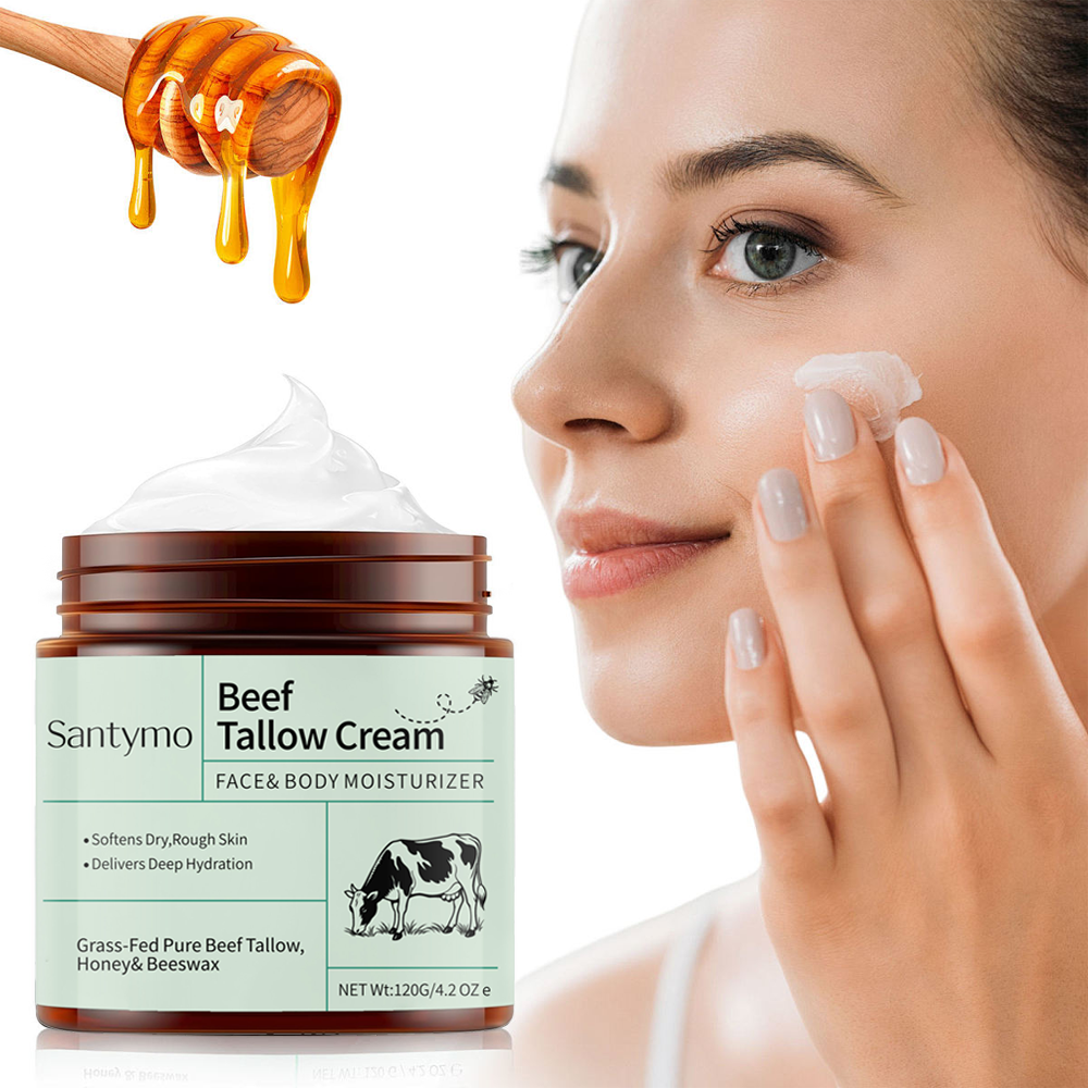 OEM ODM Natural Organic Grass Fed Beef Tallow Skincare Moisturizing Hydrating Whitening Face Cream Halal Honey Tallow All Skin