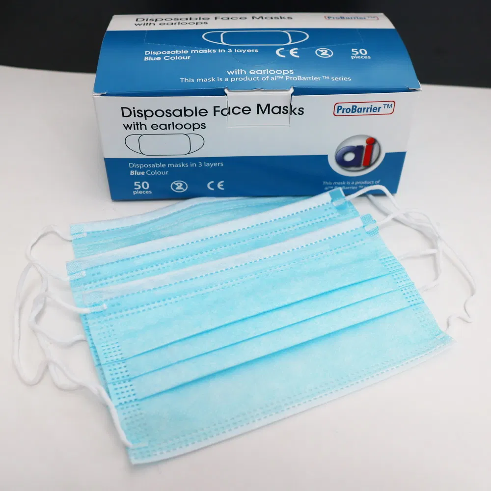 3-Ply Disposable Face Mask Can Be Used in Offices, Sealed Bag, Pack of 50 Surgical Masks Medical Standard, Households Sensitive to Pets