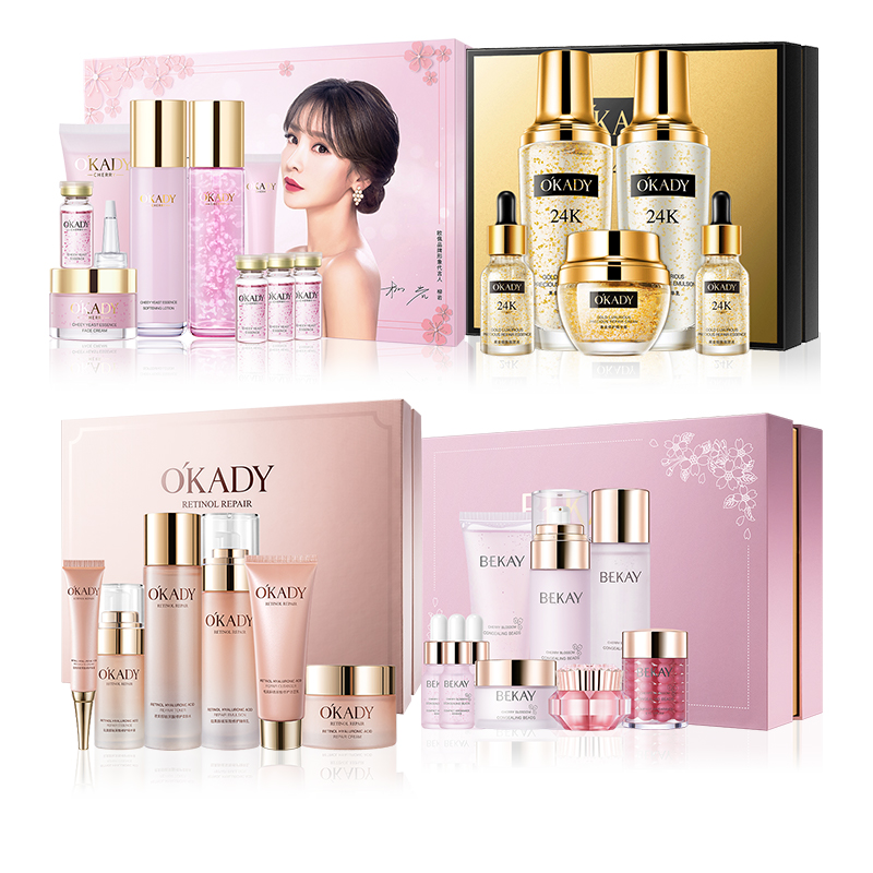 ODM OEM Factory Private Label Facial Set Glowing Whitening Organic Serum Cream Beauty Facial Skin Care Products Facial Set