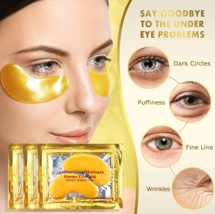 24K Gold Custom Korean Skincare Hydrogel Beauty Gel Eye Mask Patch Vitamin C Collagen Eye Masks for Brightening Dark Circles