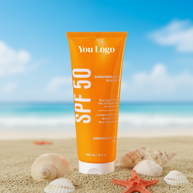 SPF50+ Sunscreen Cream OEM ODM Korean Cosmetic Manufacturer Whitening Moisturizer Anti-Aging Retinol Collagen Jojoba Oil Vitamin