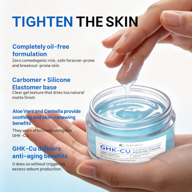OEM Private Label GHK-Cu Copper Peptide Aqua Gel Cream Oil Free Matte Finish Face Moisturizer Anti Aging Skincare Manufacturer