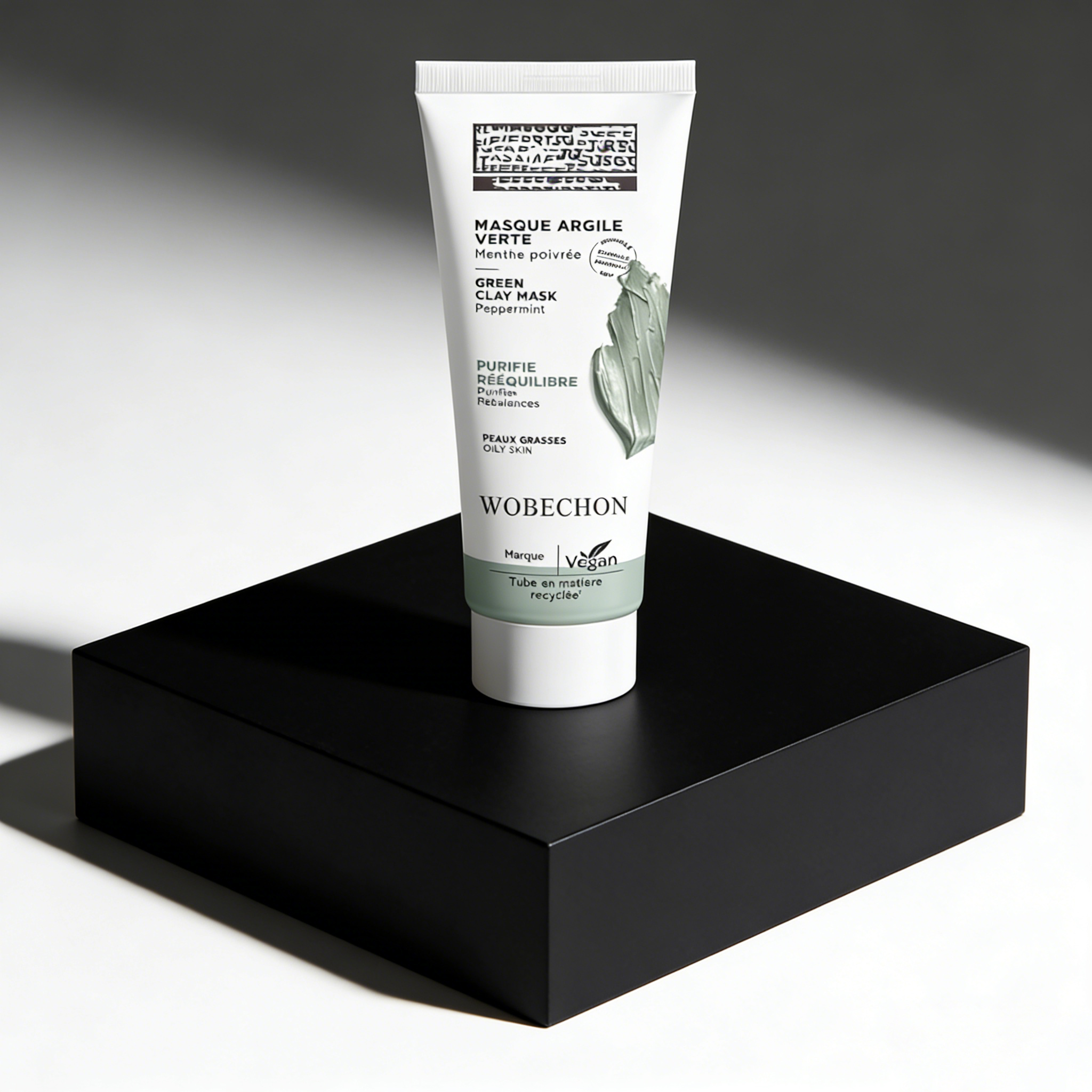 Organic Natural Vegan Green Clay Gel Mask Peppermint Oil Control Deep Cleansing Pore Minimizing Moisturizing Oily Acne Face