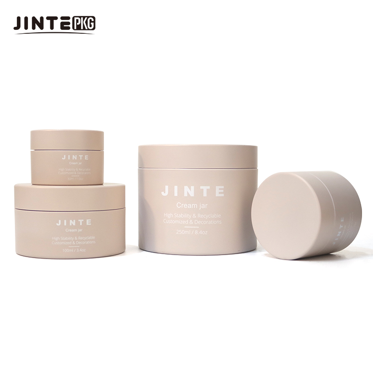 Quiet Luxury Matte Nude Beige 4oz 5oz 6oz 8oz Beige Plastic Cosmetic Container Skincare Packaging Cosmetic Body Butter Jars