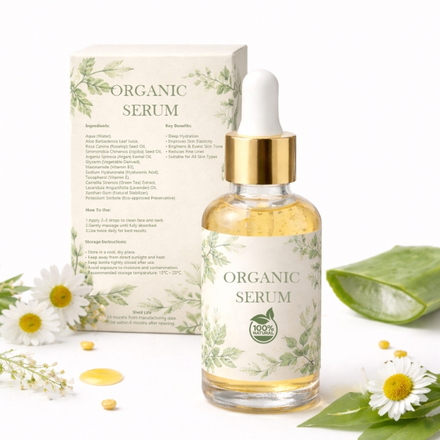 Wholesale Organic Rosehip &amp; Calendula Hydrating Face Serum Bulk Supply ISO Certified Natural Skincare Manufacturer