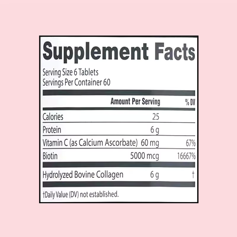 Pure Organic Collagen Tablets Hydrolyzed Protein Supplement Daily Wellness Beauty Products Wrinkle Treatment Skin Elasticity
