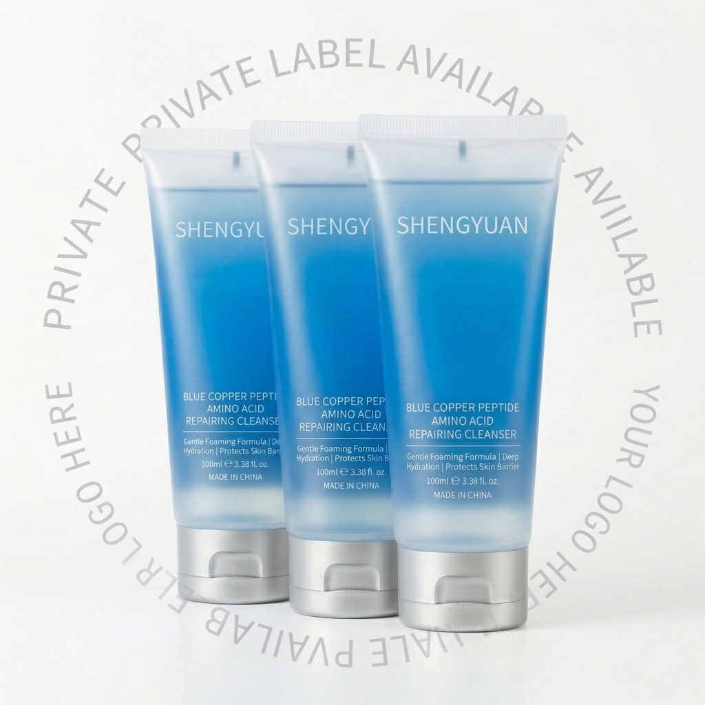 Custom Private Label Fermented Skincare Blue Copper Peptide Cleansing Foam Wholesale High-End Cosmetics Manufacturer OEM ODM