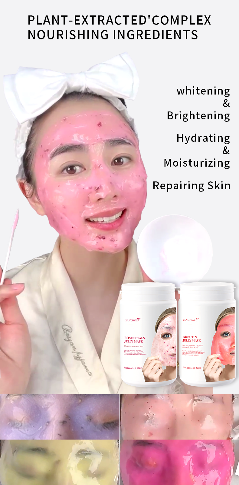 Low Moq Wholesale Spa Organic Face Masking Powder Moisturizing Glow Vitamin C Hydrating Facial Mask Crystal Gel Jelly Mask OEM