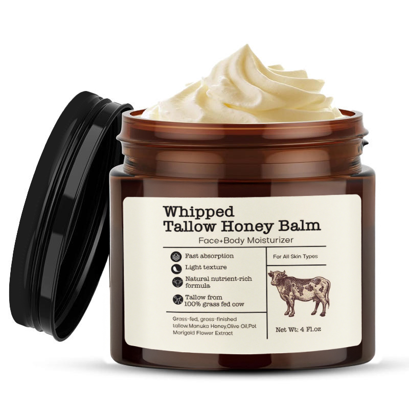 Private Label Tallow Balm Skin Care Moisturizer Organic Whipped Beef Tallow Balm With Manuka Honey Moisturizing Cream
