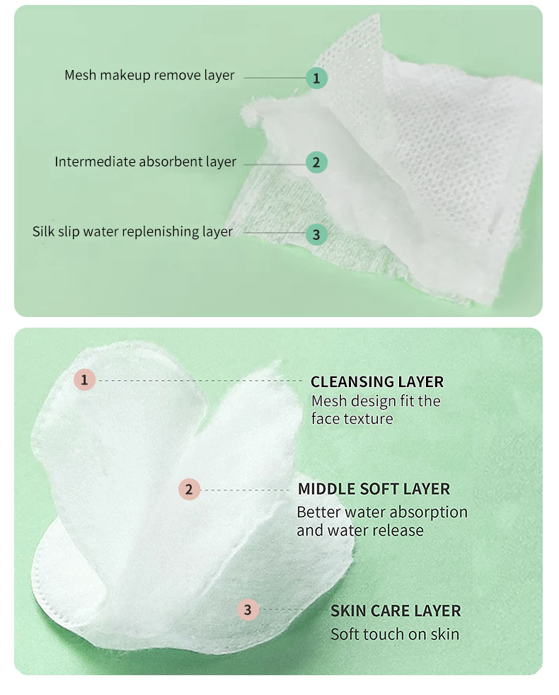 Three-layer cotton pads details