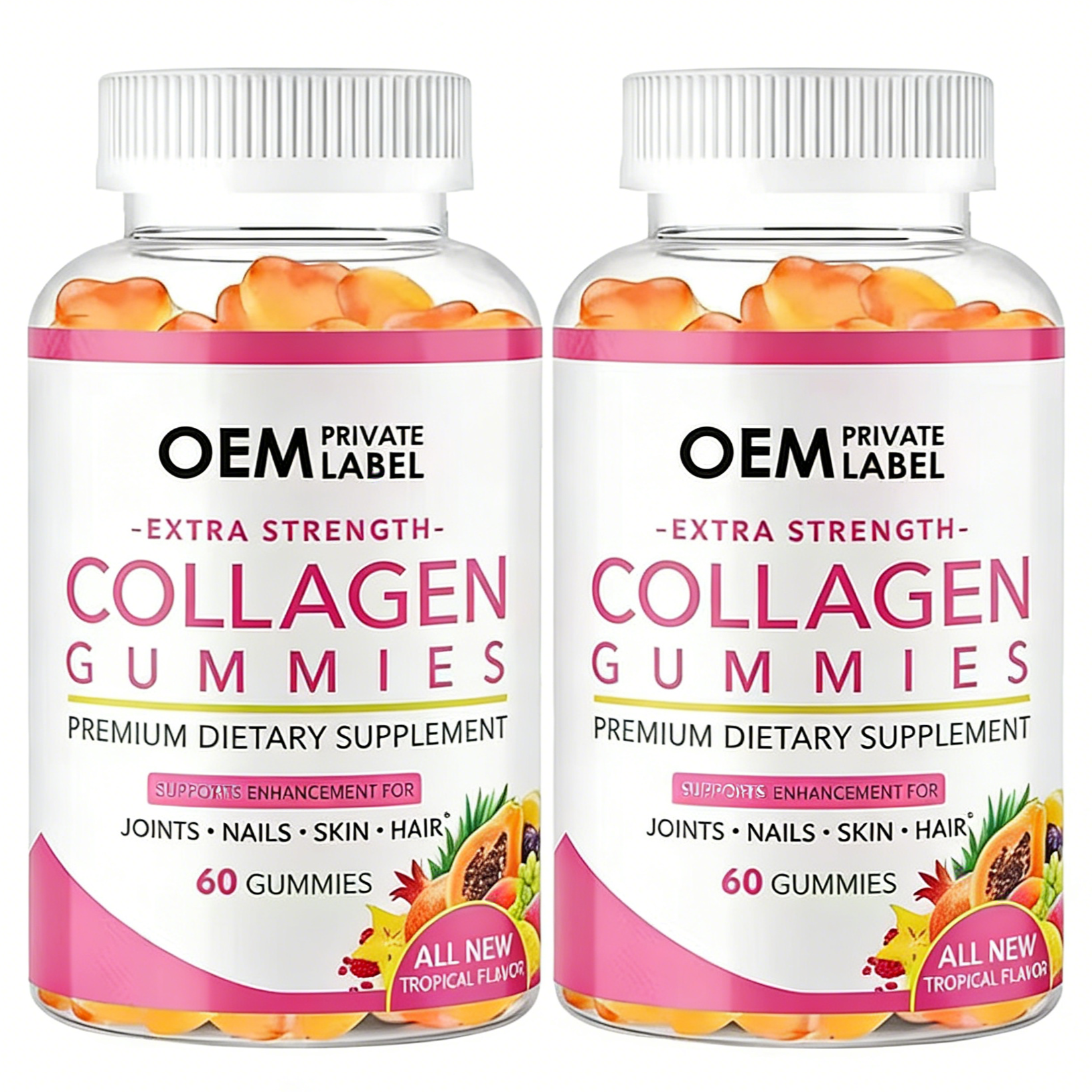 OEM ODM Private Label Halal Collagen Gummies Vegan Jionts Nail &amp; Skin and Hair Health Collagen Supplement Organic Gummy Bear