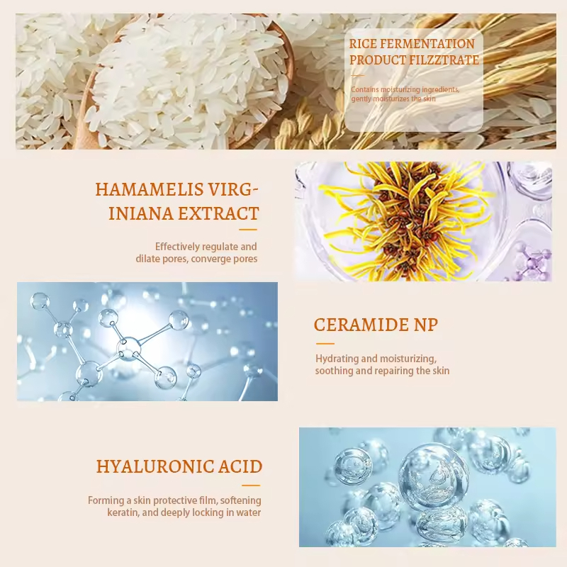 Private Label 8pcs/set Face Rice Skin Care Set Whitening Hydrating Anti Wrinkle Organic Cosmetics Beauty Facial Skincare Kit