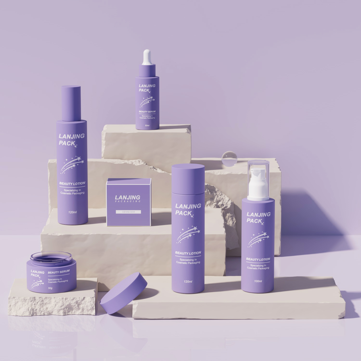 New Design Luxury Skincare Cosmetics Packaging Set Cosmetics Cream Glass Bottles and Jars Essential Oil Bottle