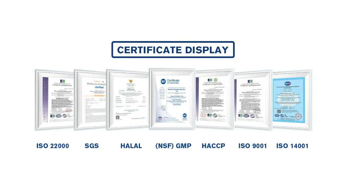Certifications GMP FDA COA HACCP Halal