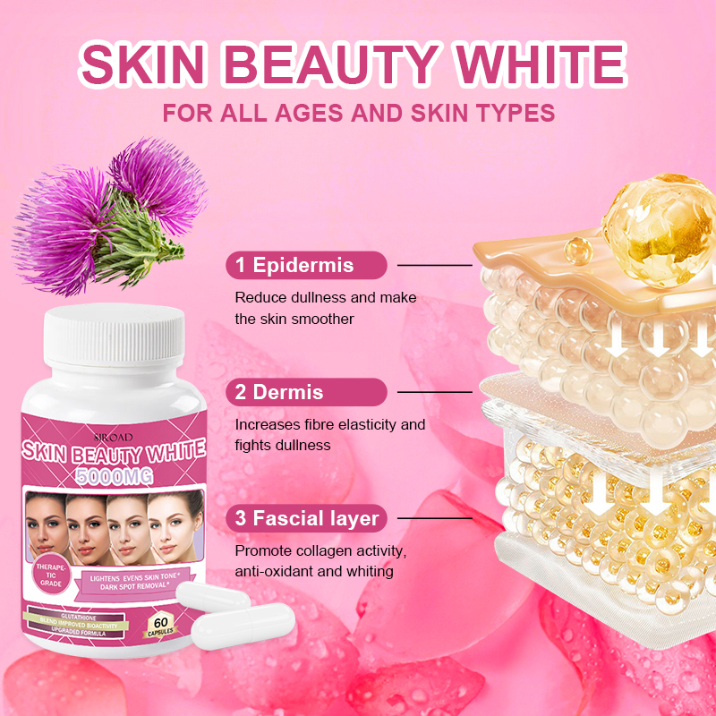 OEM Private Label Formula Beauty Supplements 2000mg 5000mcg Skin Lightening Capsules with Antioxidant Function Wholesale