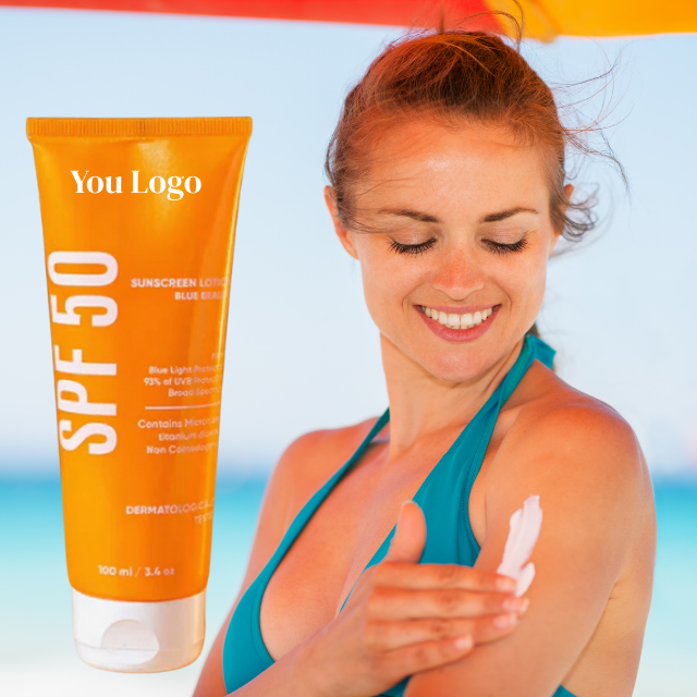 SPF50+ Sunscreen Cream OEM ODM Korean Cosmetic Manufacturer Whitening Moisturizer Anti-Aging Retinol Collagen Jojoba Oil Vitamin