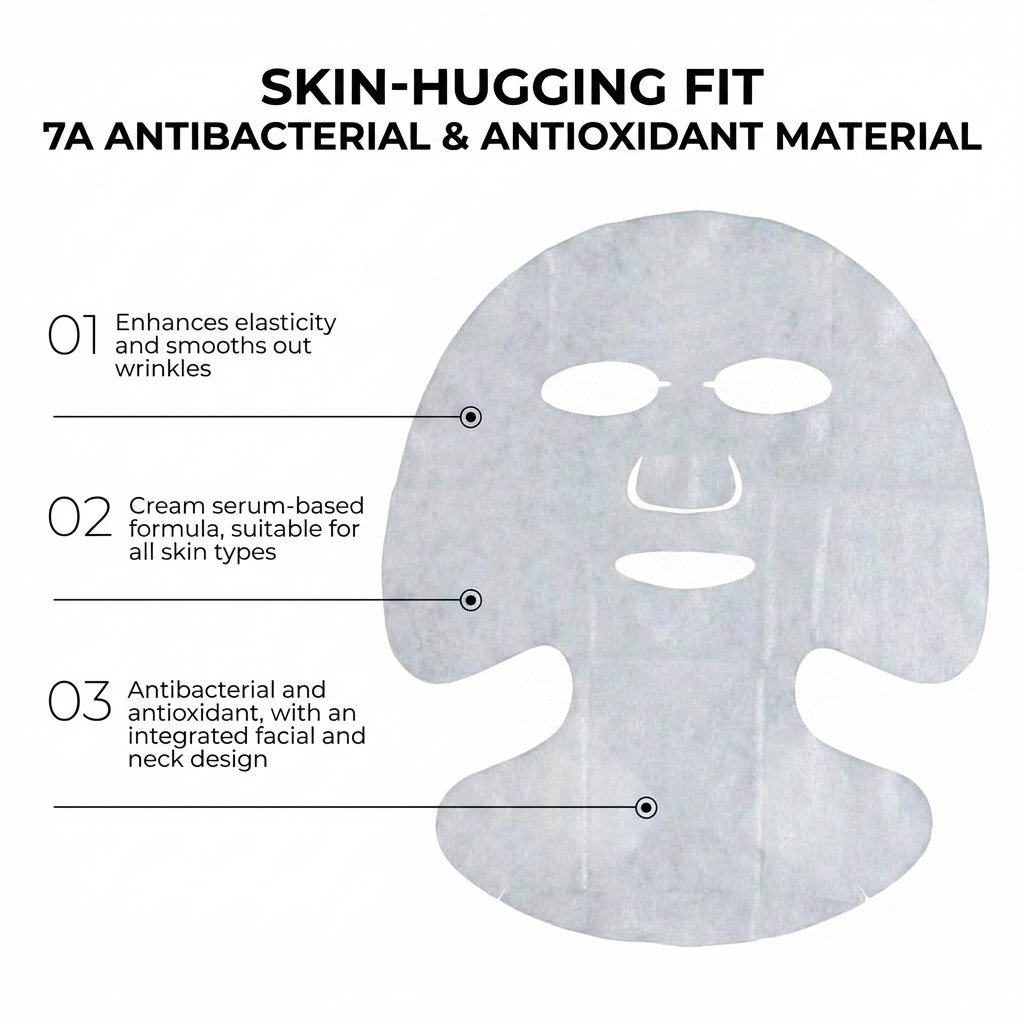7A Antibacterial Antioxidant Cream Infused 2-in-1 Face Neck Whitening Sheet Mask Firming Wrinkle Reducing