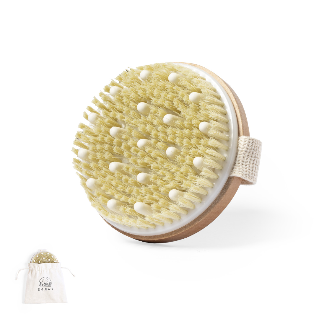Binore Exfoliating Massage Brush Natural Wood Front View