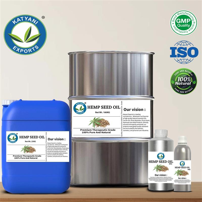 Customized Packaging 2 KG Hemp Seed Oil- Certified ISO GMP Highly Pure Carrier Oil- For Cosmetic &amp; Beauty Products Manufacturing