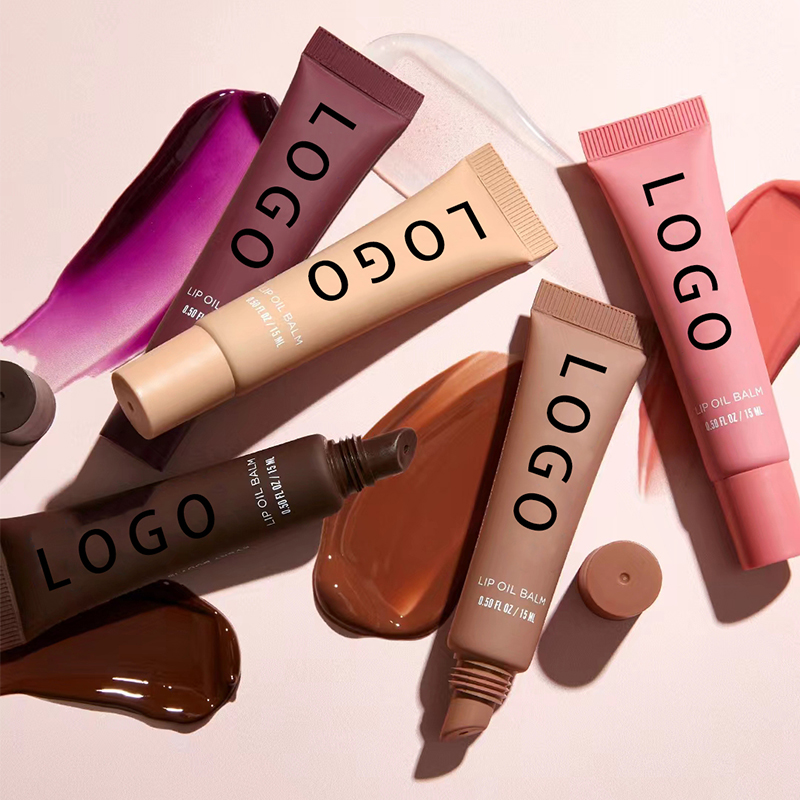 SPF Customized Logo Vegan Lip Oil Fruit Flavor Moisturizing Makeup Private Label Liquid Lip Balm Butter Gloss Lipstick Lip Oil