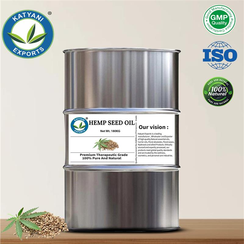 Customized Packaging 2 KG Hemp Seed Oil- Certified ISO GMP Highly Pure Carrier Oil- For Cosmetic &amp; Beauty Products Manufacturing