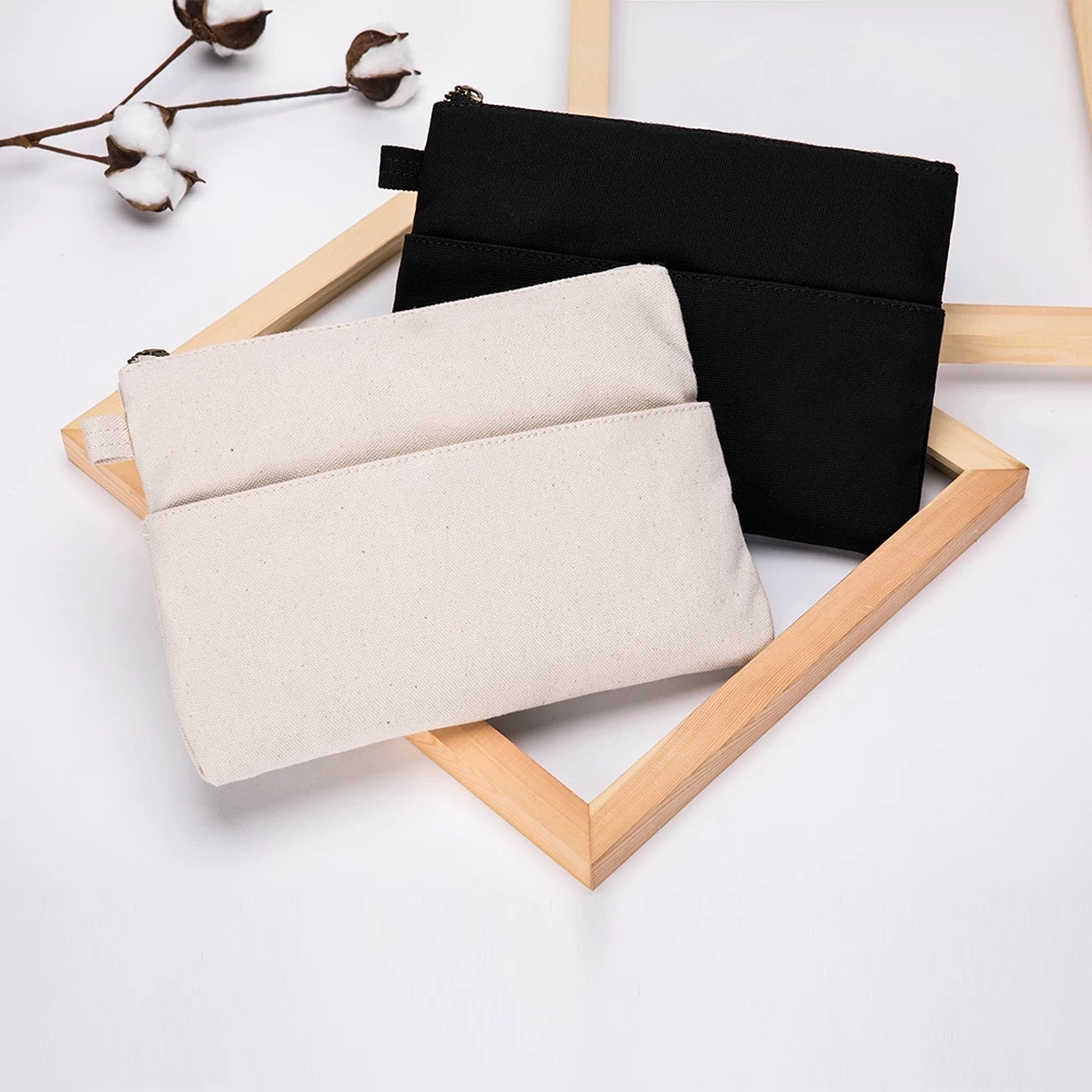 Recycled Women's Clutch Cotton Canvas Storage Cosmetic Pouch Makeup Bag