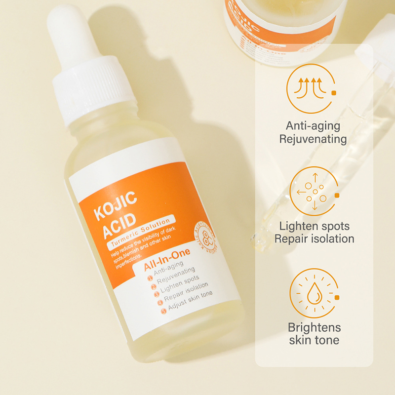 30ml Organic Skin Care Face Serum Anti Aging Lighten Spots Kojic Acid Turmeric Solution