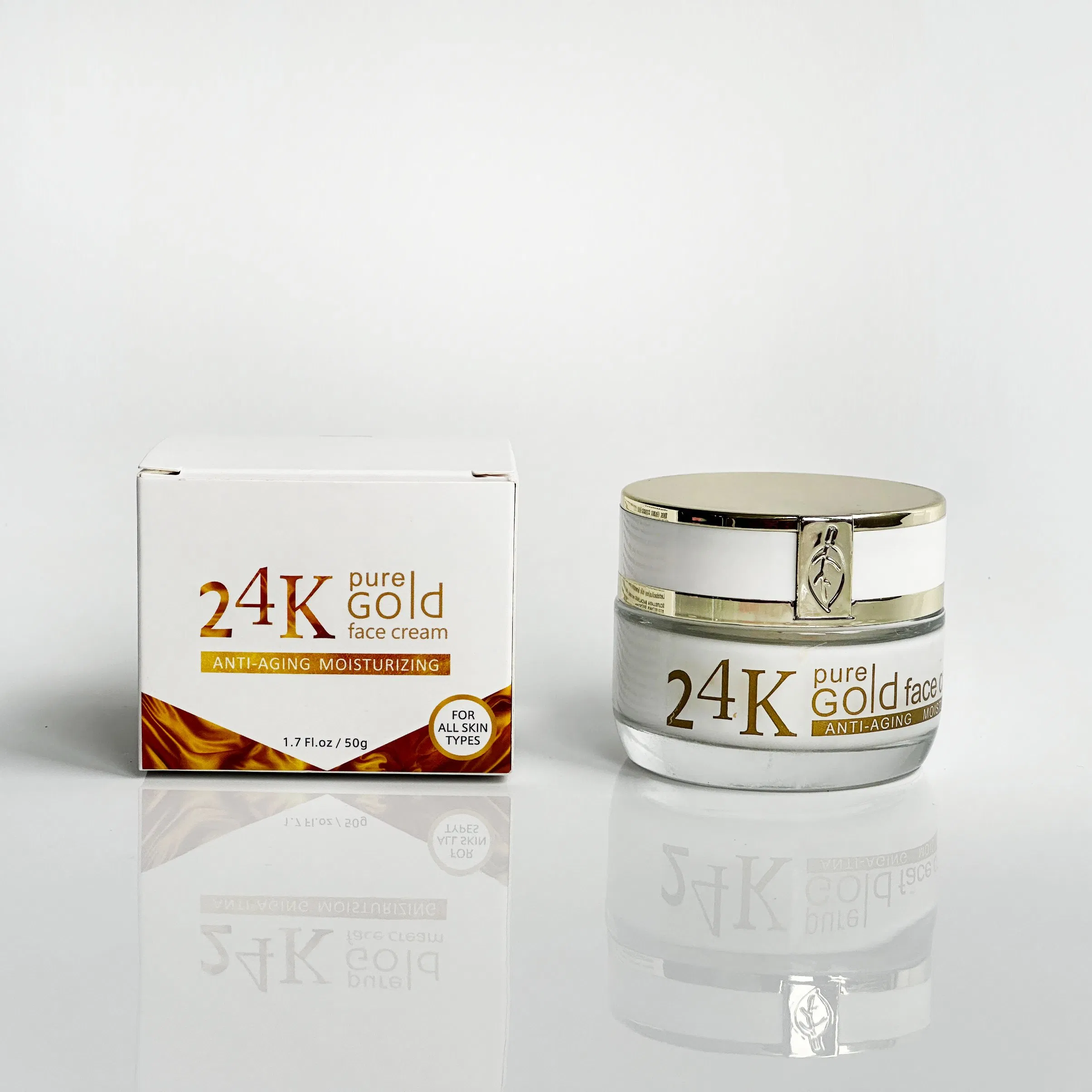Private Label Organic Skin Care Brightening and Whitening 24K Gold Anti-Aging and Wrinkle Repair Moisturizing Cream Serum Skincare Set