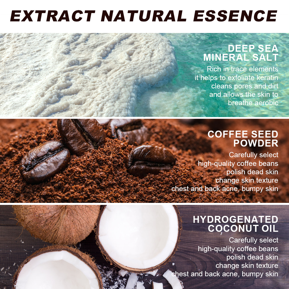 2024 Hot Sell Skin Care Products Professional Moisturizing SPA Coffee Salt Whitening Body Scrub for Smooth and Radiant Skin