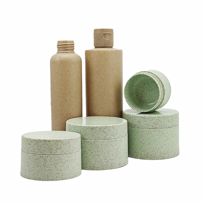 Eco Friendly Degradable Biodegrade Material Wheat Straw Plastic Cosmetic Cream Skin Care Bottles Jars