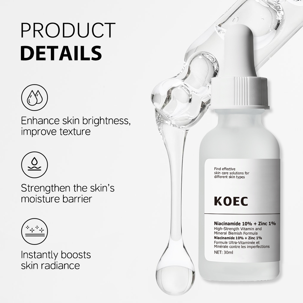 KOEC Niacinamide 10% +Zinc 1% Solution Natural Facial Serum Set,HA , Caffeine , AHA, Salicylic Acid, Retinol, Solution,Wholesale