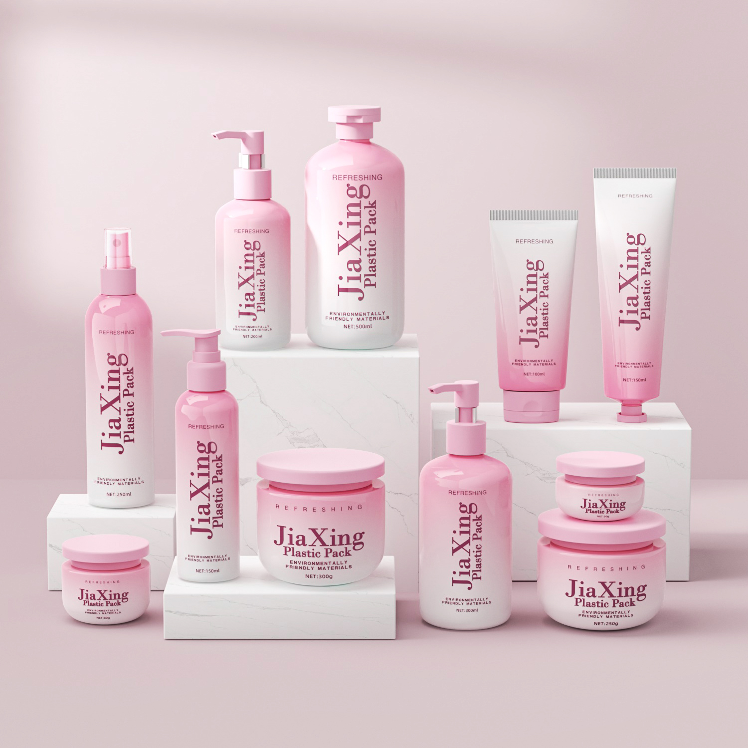 Wholesale Biodegradable HDPE Plastic Luxury Shampoo Bottle 150 200 250 300 500ml Eco Friendly Cosmetic Packaging Set