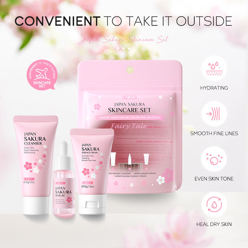 Anti Aging Repair Face Lotion Gift Skin Care Set Sakura Pink Skincare