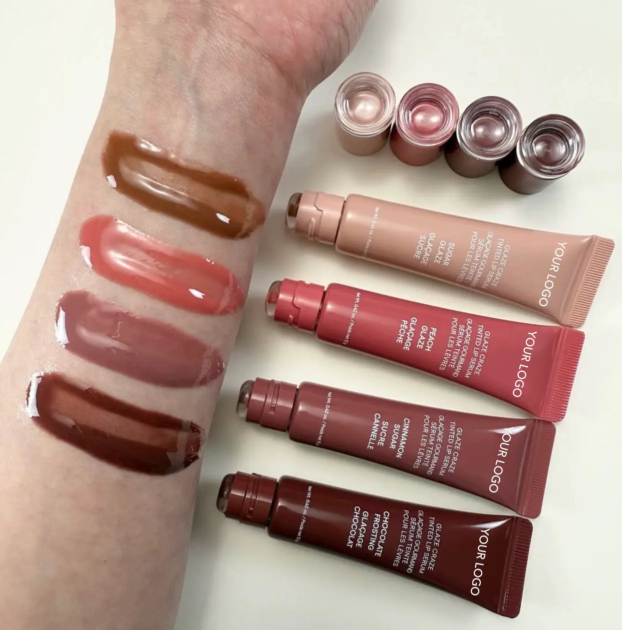 Wholesale Private Label Hydrating Lip Balm Squeeze Tube Packaging Vegan Lipgloss Wholesale Bulk Peptide Lip Tints Lip Balm