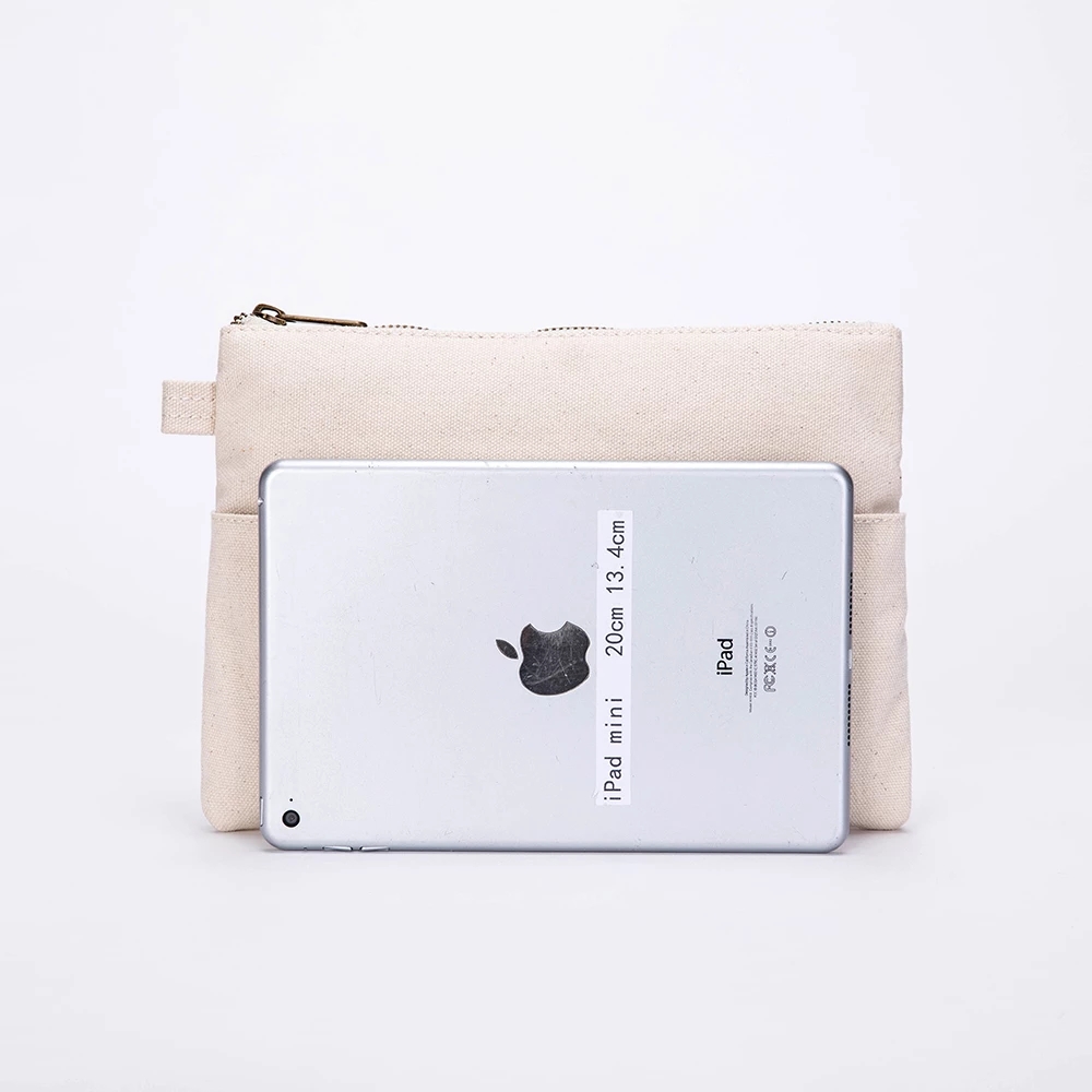 Recycled Women's Clutch Cotton Canvas Storage Cosmetic Pouch Makeup Bag