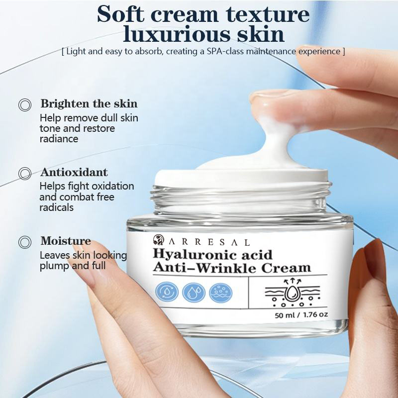 Private Label Hyaluronic Acid Facial Cream Anti Aging Plumping Lightweight Non Greasy Face Moisturizer Wholesale