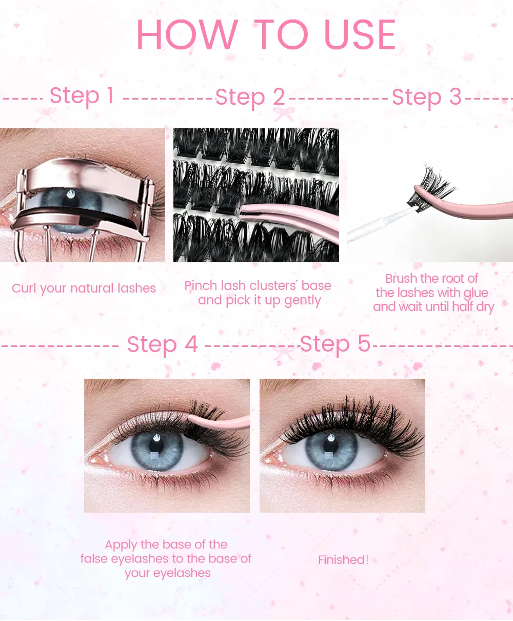 Wholesale Single Cluster 30-100p وعاء كبير مدعوم بالحرارة رموش مزيفة مقسمة