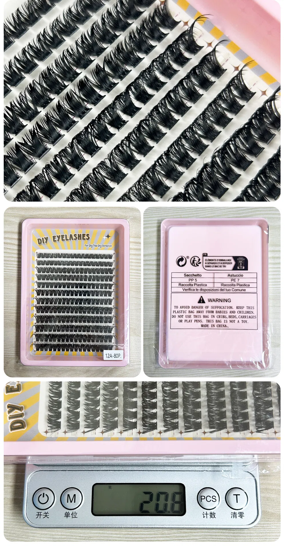 Wholesale Single Cluster 30-100p وعاء كبير مدعوم بالحرارة رموش مزيفة مقسمة