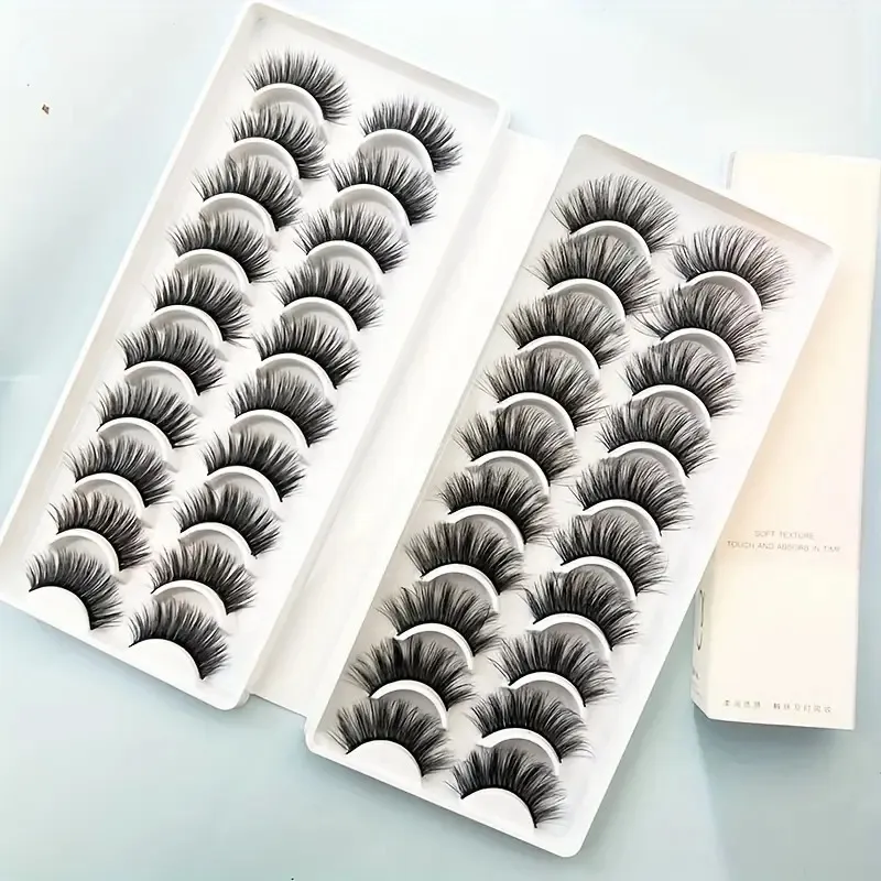 رموش طبيعية، رموش قصيرة، رموش وهمية من الفرو الصناعي، 20pairs من شرائط عيون قطة طبيعية المظهر وذات مظهر رقيق للرموش الصناعية الصغيرة