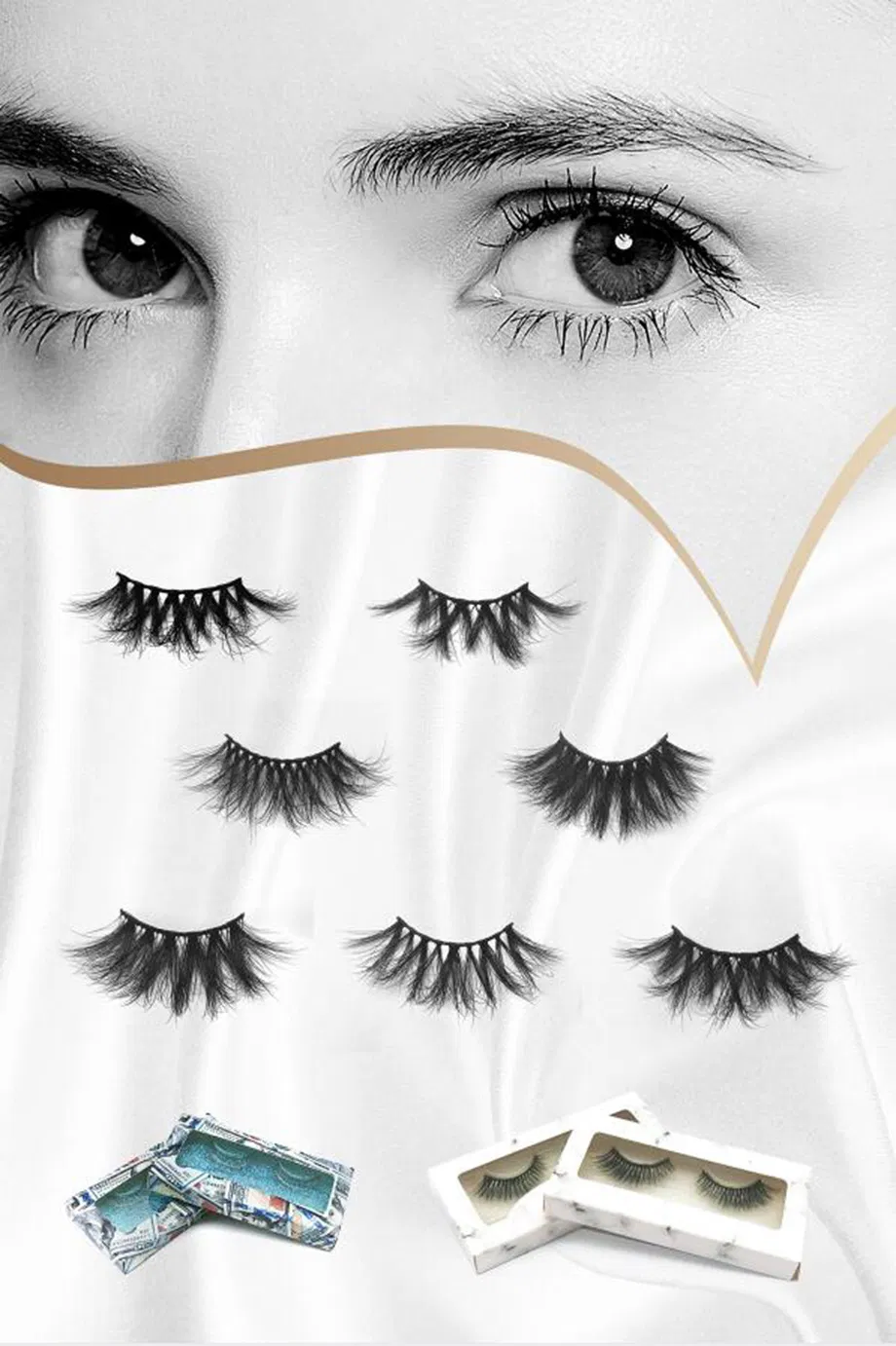 مزود رموش صناعية فاخرة، رموش مقلدة طبيعية من الفرو 3D للنساء