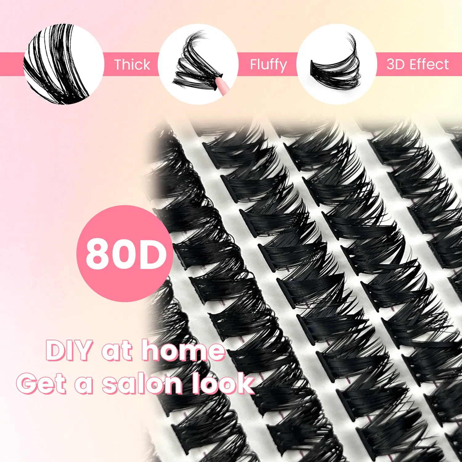 Wholesale Single Cluster 30-100p وعاء كبير مدعوم بالحرارة رموش مزيفة مقسمة
