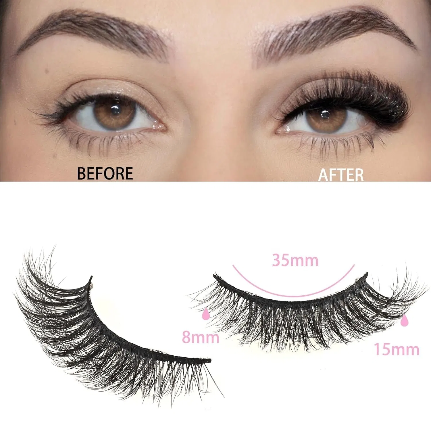 مجموعة رموش صناعية من Beautichen 20 - رموش فوكس مينيك طبيعية وكثيفة، أنماط رقيقة ومجعدة لمكياج يومي، حفلات، زفاف ومظهر مسرحي