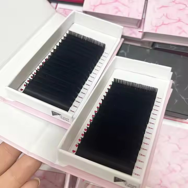 أدوات الجملة لعلامة خاصة trays رموش مكسوة بالحرير الأسود غير اللامع حجم الرموش Cc CD Dd أسود داكن رموش كشمير