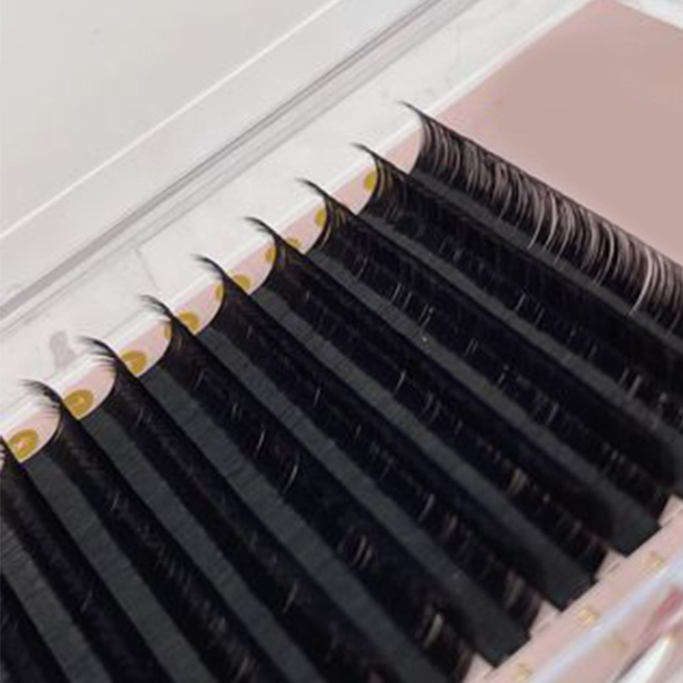 0.25mm رموش فردية مسطحة من الحرير الاحترافي، ناعمة، سوداء، غير لامعة، مع أطراف مقسمة، رموش مقلدة مسطحة