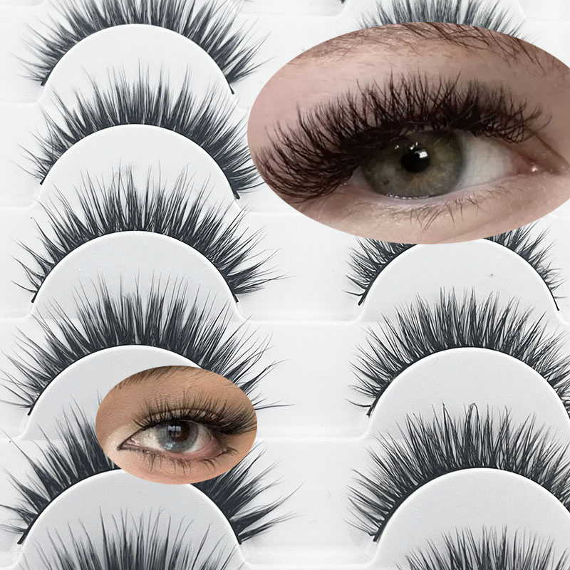 رموش طبيعية، رموش قصيرة، رموش وهمية من الفرو الصناعي، 20pairs من شرائط عيون قطة طبيعية المظهر وذات مظهر رقيق للرموش الصناعية الصغيرة