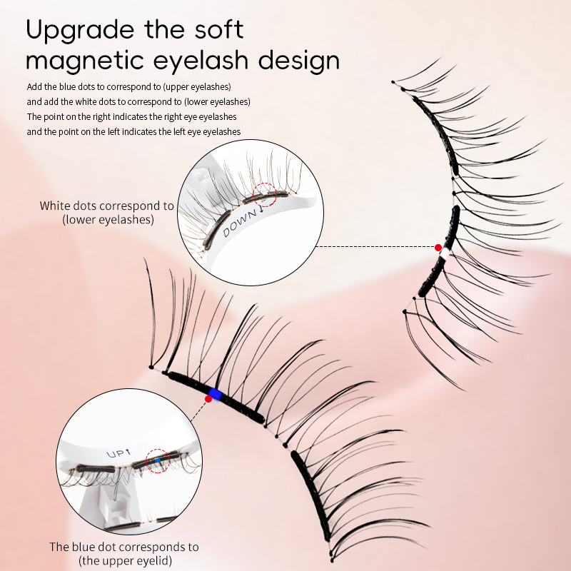 رموش مغناطيسية ناعمة قابلة لإعادة الاستخدام بدون حاجة للصمغ، رموش مغناطيسية كوانتية مع ملحق للتطبيق